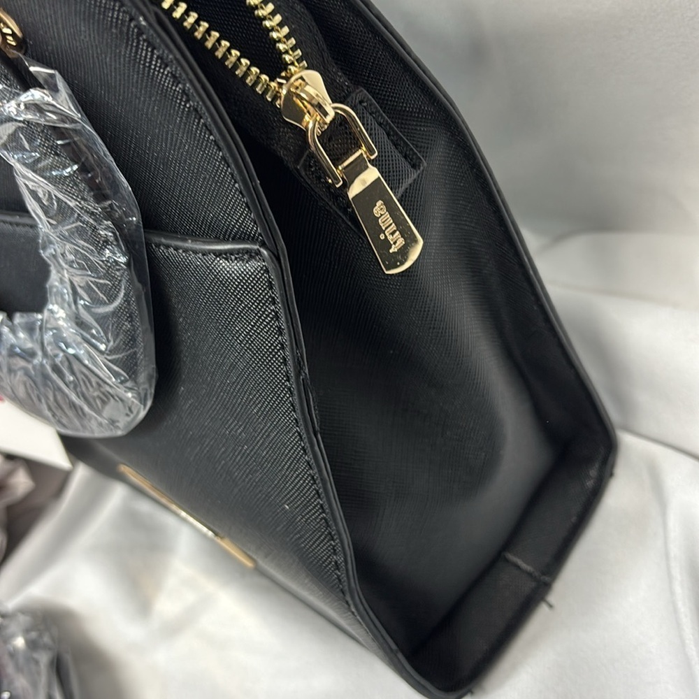 Trina Turk Black Vegan Leather double handle crossbody w/front slip pocket Bag - Picture 13 of 15